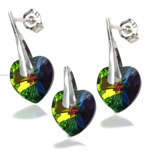Swarovski - wisiorek i kolczyki z kryształowymi serduszkami