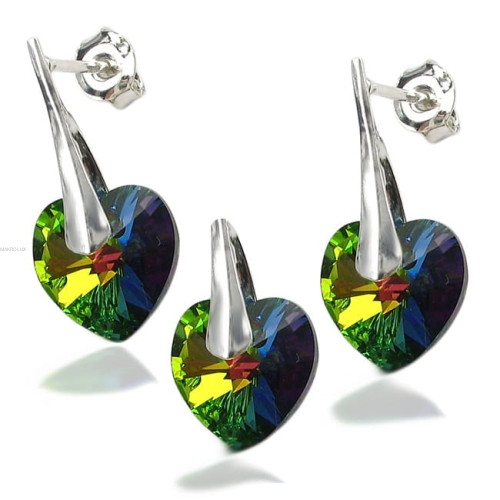 Swarovski - wisiorek i kolczyki z kryształowymi serduszkami