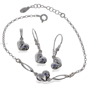 Komplet srebrny z szafirowymi kryształkami Swarovski