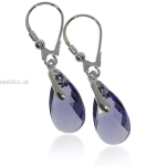 Swarovski Tanzanite  - migdałowe kolczyki z kryształami