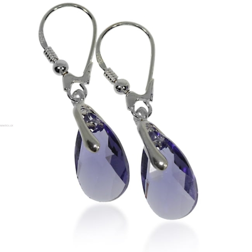 Swarovski Tanzanite  - migdałowe kolczyki z kryształami