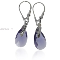 Swarovski Tanzanite  - migdałowe kolczyki z kryształami