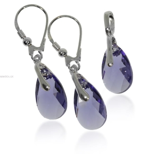Komplet z fioletowymi kryształami Swarovski - Tanzanite