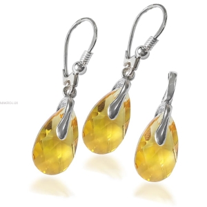 Komplet z żółtymi kryształami Swarovski