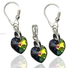 Delikatny komplet z kryształami Swarovski - serca Vitrail Medium
