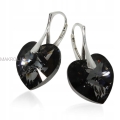 SWAROVSKI - srebrne kolczyki - SERCA Silver Night