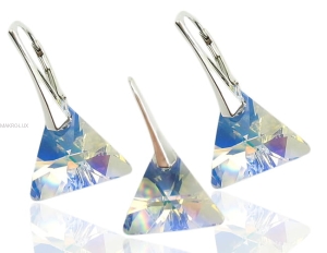Komplet - wisiorek i kolczyki srebrne z kryształami Swarovski - Triangle 6628 CRYSTAL AB