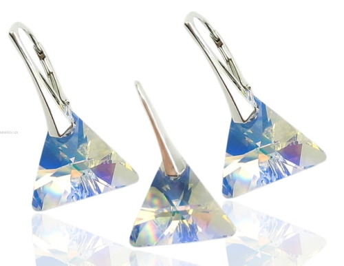 Komplet - wisiorek i kolczyki srebrne z kryształami Swarovski - Triangle 6628 CRYSTAL AB