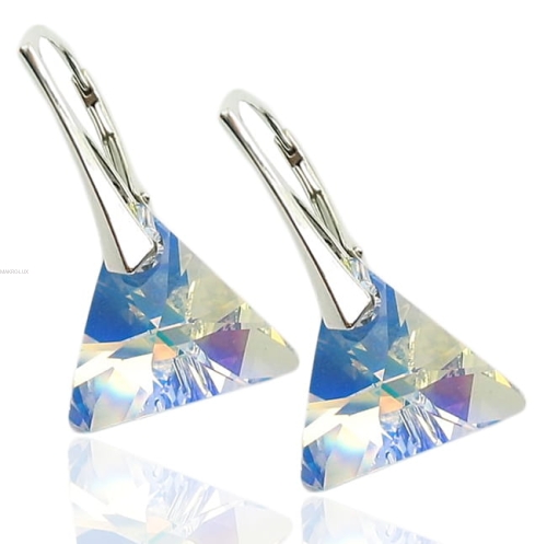 Kolczyki srebrne z kryształami Swarovski - Triangle 6628 CRYSTAL AB