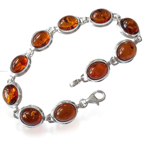 Elegancka prosta bransoletka z bursztynem w kolorze koniaku